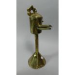 An Middle Eastern Brass Wall Hanging Lamp or Oil Container, 35cm High