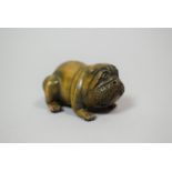 A Carved Wooden Netsuke in the form of a Bulldog, Signed, 4.5cm Wide x 3cm High