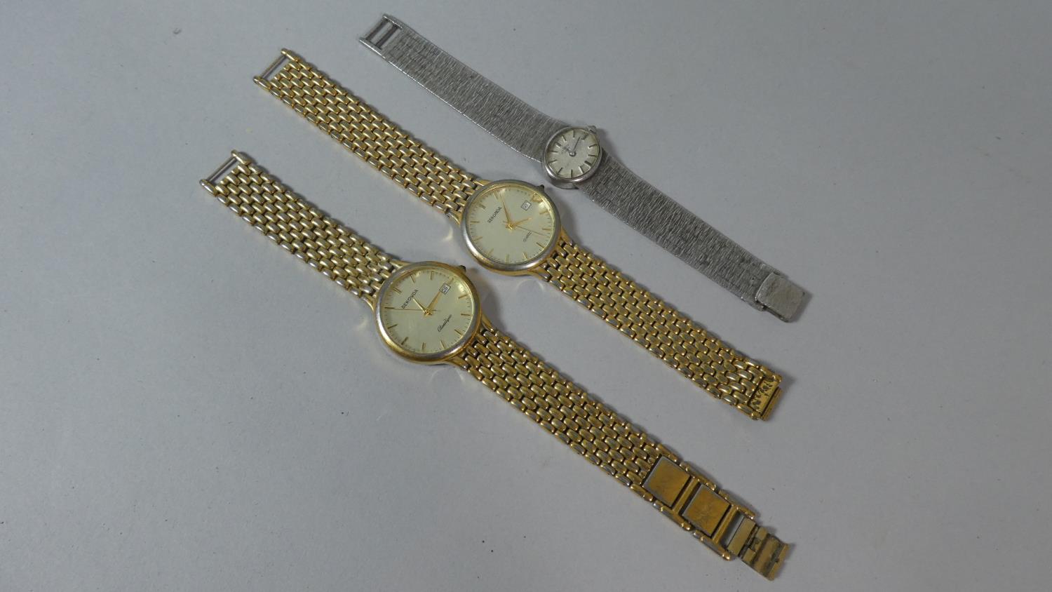 A Solid Silver Rotary Ladies Vintage Wrist Watch (Over Wound) Together with Two Sekonda Gents