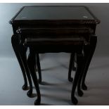 A Nest of Three Mahogany Framed Tables, 54cm Wide