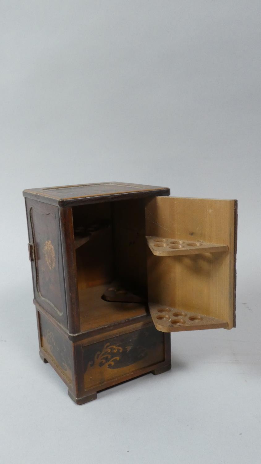 A Miniature Japanese Cigarette Box with Four Hinged Doors and Inlaid Decoration, 16cm High - Image 3 of 4