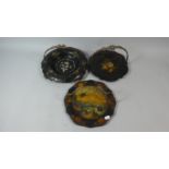 A Collection of Three 19th Century Painted and Mother of Pearl Inlaid Cake Baskets with Pierced