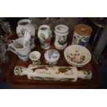 A Tray of Portmeirion Ceramics to Include Rolling Pin, Vases, Bowls, Etc