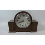 An Art Deco Oak Westminster Chime Mantle Clock, Glass Dial Cracked, 33cm Wide