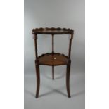 An Edwardian Mahogany Serpentine Front Demi Lune Two Tier Stand with Galleried Top, 71cm High