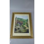 A Framed Water Colour Depicting Mill Cottage Beside River