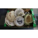 A Box of Ceramics to Include Decorated Plates etc