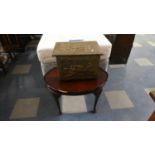 A Beaten Brass Slipper Box and an Oval Piecrust Mahogany Table (AF)