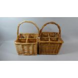 Two Wicker Four Bottle Carrying Baskets, Each 37cm High