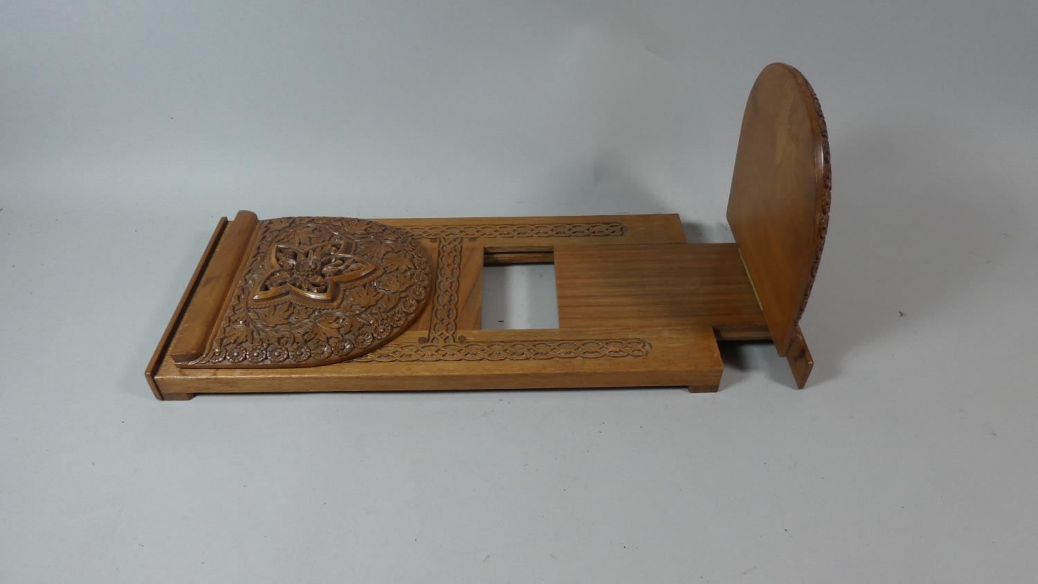 An Ornately Carved Colonial Book Slide with Hinged Ends, 42cm Wide When Closed