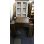 An Art Deco Writing Desk with Adjustable Tooled Leather Slope, Side Bookcases and Drop Leaves, (