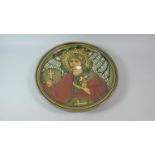 A Circular Glazed Ceramic Wall Plaque Decorated with Angel, 38cm Diameter