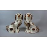 A Pair of Ceramic Staffordshire Spaniels, Each 31cm High