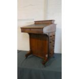 An Inlaid Late Victorian Davenport with Four Side Drawers Matched by Dummies, Hinged Lid with