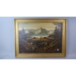 A Gilt Framed Oil on Canvas Depicting Alpine Scene Signed Westemeier, 68cm Wide