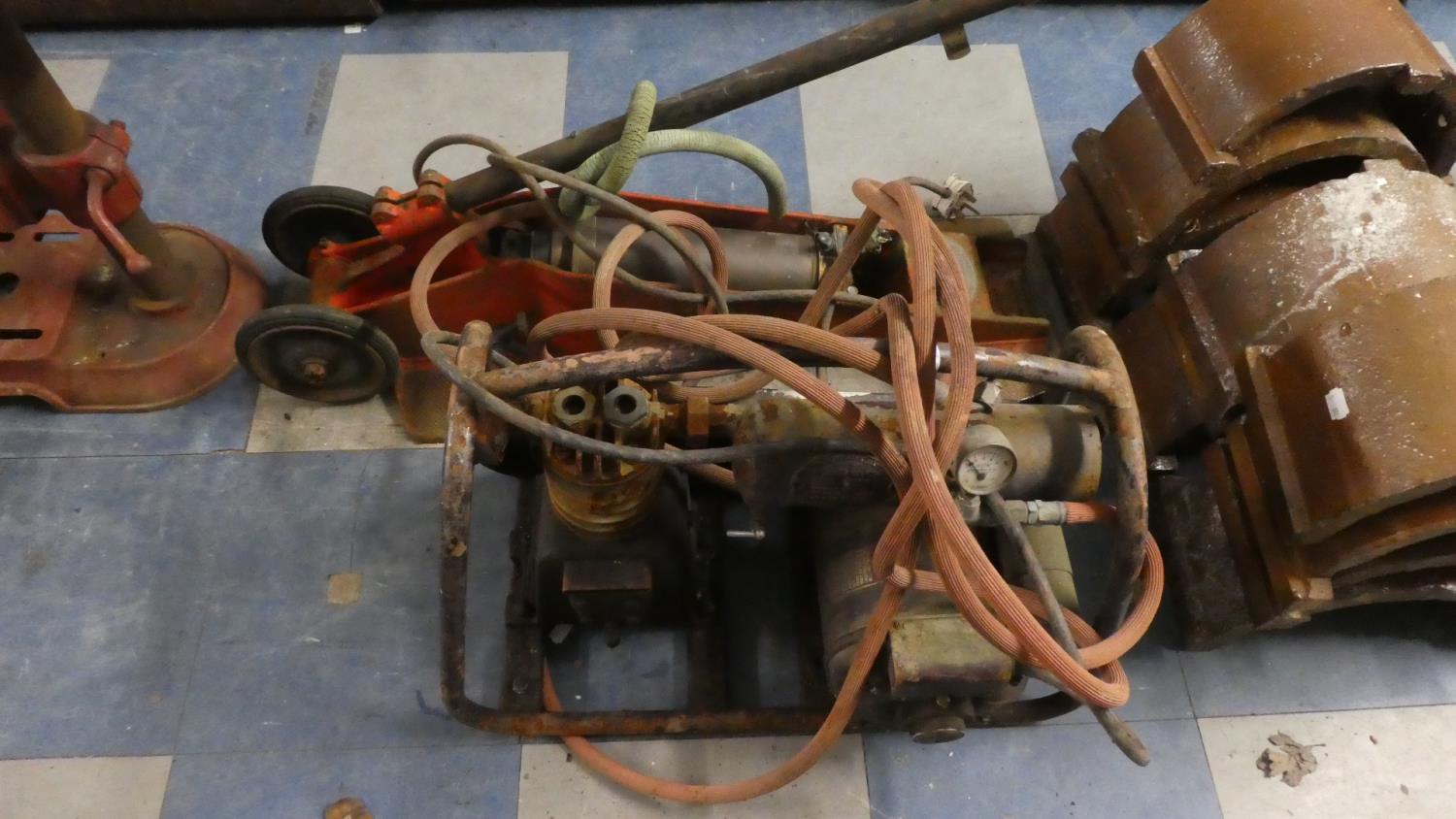A Vintage Electrically Operated Compressor (Not Tested) Together with a Vintages Nismet-Trolley