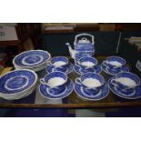 A Collection of Masons Blue and White Vista Pattern Tea and Dinnerwares to Include Six Dinner