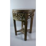 A Chinese Circular Pierced Gilt Wood Vase Stand with Inset Marble Top, Missing Some Panels and