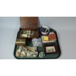 A Tray of Sundries to Include Cigar Box Containing Costume Jewellery and Cufflinks, Picture