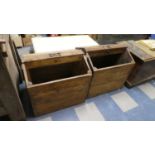 A Pair of 19th Century Wooden Rise and Fall Bins with Pulley Block Tops and Side Guides, Possibly