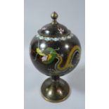 A 20th Century Chinese Lidded Cloisonne Globular Vase Decorated with Dragons Chasing Flaming