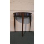 A Mahogany Demi Lune Side Table on Square Tapering Legs, 69cm Wide