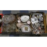 Two Boxes of Oriental and Other Teawares and Ceramics Together with a Box of Moulded Glassware