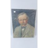 A Mounted but Unframed Oil Portrait of a David Lloyd George, 46cm x 36cm