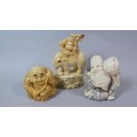 A Collection of Three Resin Studies of Oriental Elders, the Largest 16cm High