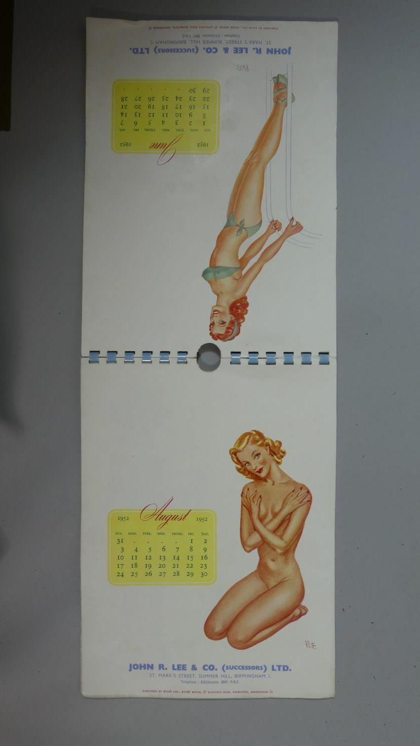 A Box of Printed Ephemera to Include 1950's Risque Calendar, Wooden Jigsaw Puzzle, Vintage Tin, - Image 4 of 6