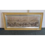 A Framed Italian Tapestry Depicting Lake Side City, 88cm Wide