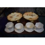 A Tray Containing Shelley and Aynsley Tea Cups and Saucers Together with a Pair of Royal Worcester