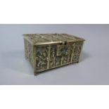 A Gothic Revival Style Brass Box Decorated In Relief with Figures in the Ecclesiastic Style, 15cm