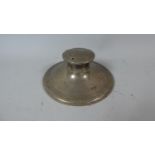 A Silver Capstan Style Inkwell, Hall Marked Rubbed, Lid AF, 16cm Diameter and 7cm High