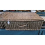 A Large Wicker Laundry Basket, 96cm Wide