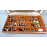 A Jewellery Box Containing a Large Collection of Gents Enamelled and Other Cufflinks