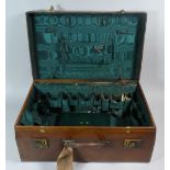A Late 19th Century Leather Fitted Travelling Case by W A Kiernan, London with Silver Mounted Fitted