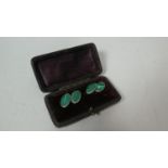 A Pair of Malachite and Silver Gents Cufflinks