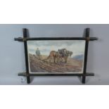 A Framed Water Colour Depicting Heavy Horses Ploughing