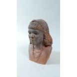 An African Terracotta Bust of a Maiden Signed Samuru Moran, 15cm High