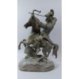 A Spelter Study of Warrior on Horseback, 44cm High