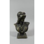 A Bronzed Plaster Bust of Amazon Warrior, 18cm High