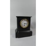 A French Black Slate Mantle Clock of Architectural Form, 25.5cm High