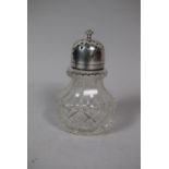 A Silver Topped Glass Sugar Sifter