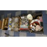 Three Boxes of Ceramics, Glassware Cutlery etc