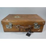 A Vintage Leather Suitcase, 61cm Wide