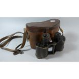 A Pair of Leather Cased WWI Binoculars by Ross, London with War Department Stamp and Dated 1910,