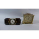 An Estyma Travel Clock with Faux Tortoiseshell Case Together with an Acctim Quartz Carriage Clock