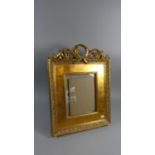 A Modern Good Quality Rectangular Gilt Photo Frame with Pierced and Scrolled Ornate Finial, 53cm x