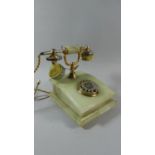 A Mid 20th Century Onyx and Brass Telephone in the Vintage Style, 25cm Long